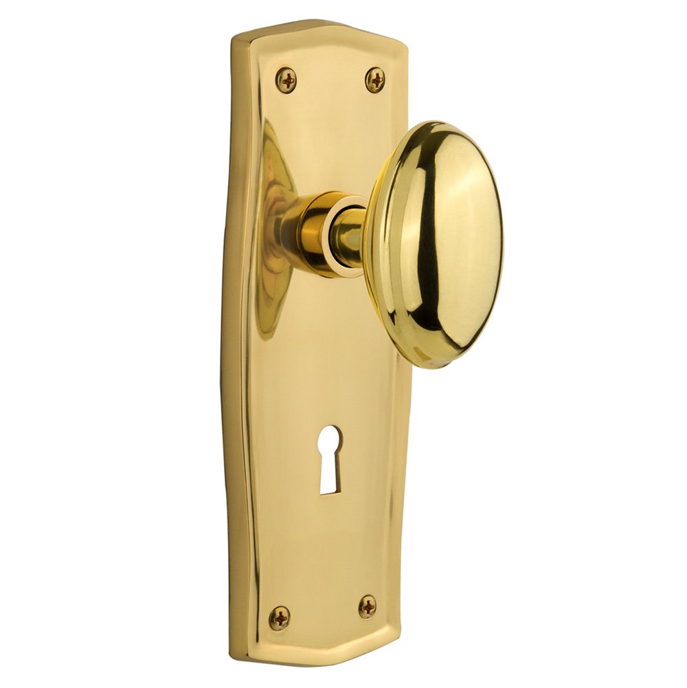 Privacy Prairie Plate with Keyhole and Homestead Door Knob in Unlacquered Brass