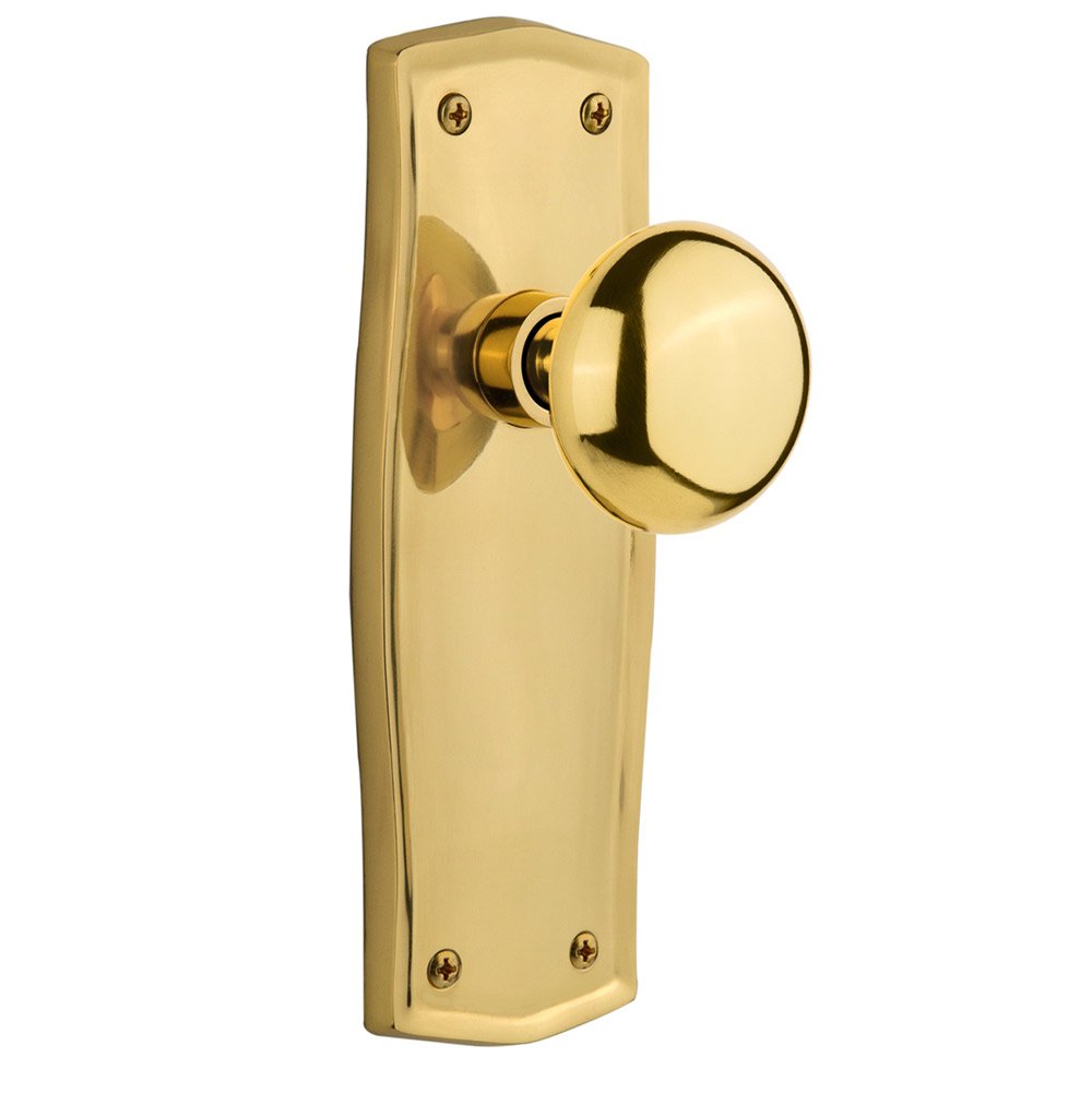 Double Dummy Prairie Plate with New York Door Knob in Unlacquered Brass