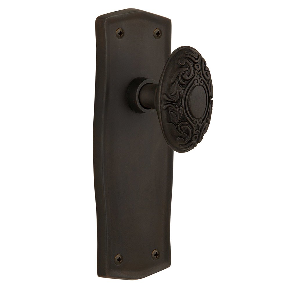 Double Dummy Prairie Plate with Victorian Door Knob in Oil-Rubbed Bronze