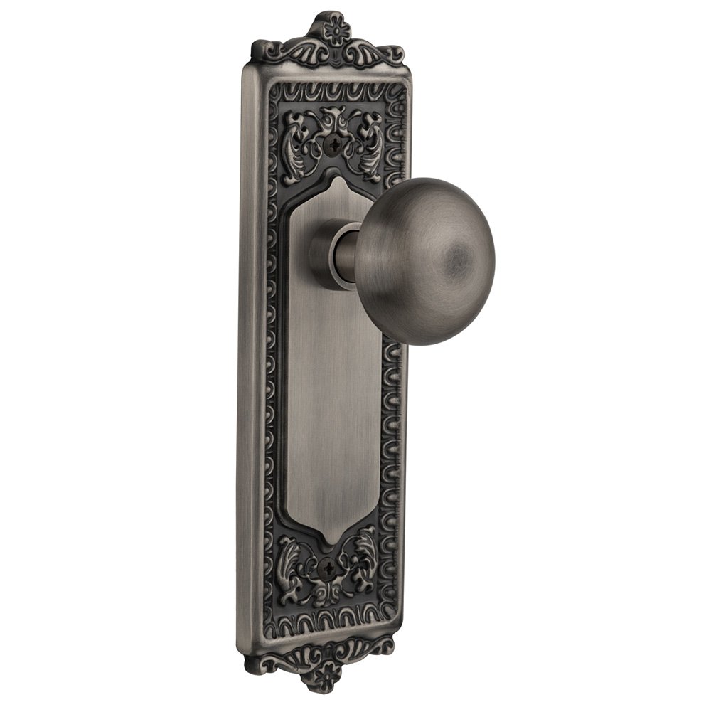 Double Dummy Egg & Dart Plate with New York Door Knob in Antique Pewter