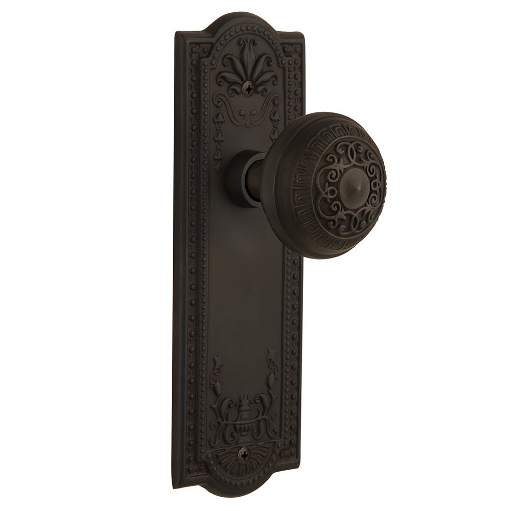 Double Dummy Meadows Plate with Egg & Dart Door Knob in Oil-Rubbed Bronze