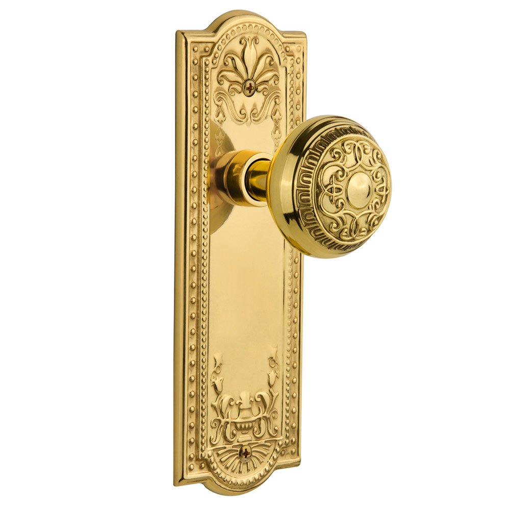 Double Dummy Meadows Plate with Egg & Dart Door Knob in Polished Brass