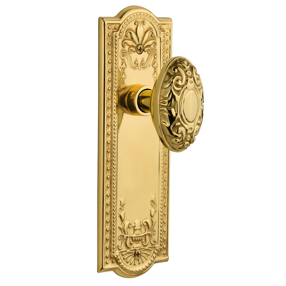 Double Dummy Meadows Plate with Victorian Door Knob in Polished Brass