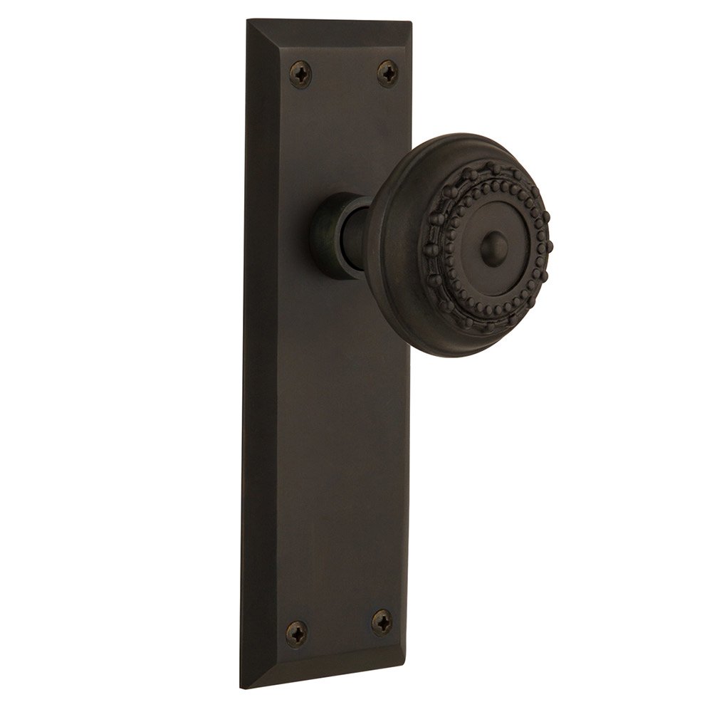 Double Dummy New York Plate with Meadows Door Knob in Oil-Rubbed Bronze