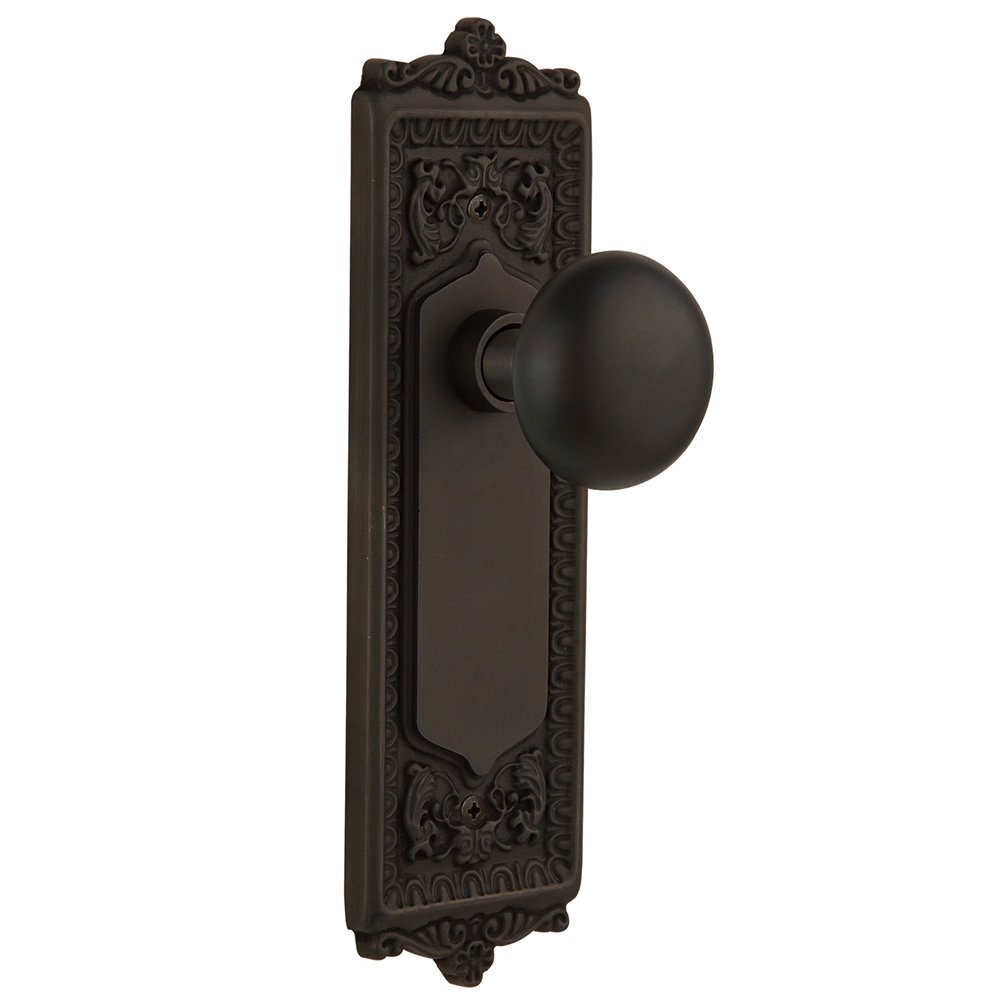 Privacy Egg & Dart Plate with New York Door Knob in Oil-Rubbed Bronze