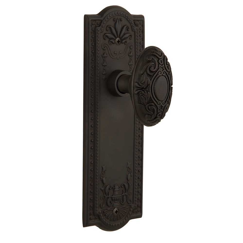 Privacy Meadows Plate with Victorian Door Knob in Oil-Rubbed Bronze