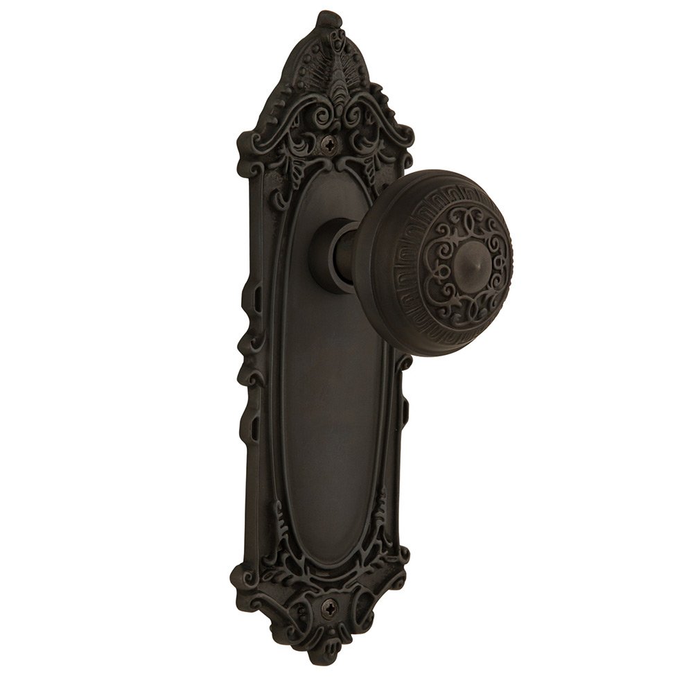 Privacy Victorian Plate with Egg & Dart Door Knob in Oil-Rubbed Bronze