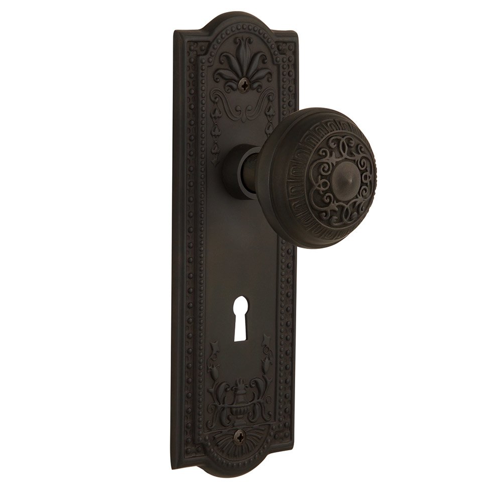Privacy Meadows Plate with Keyhole and Egg & Dart Door Knob in Oil-Rubbed Bronze