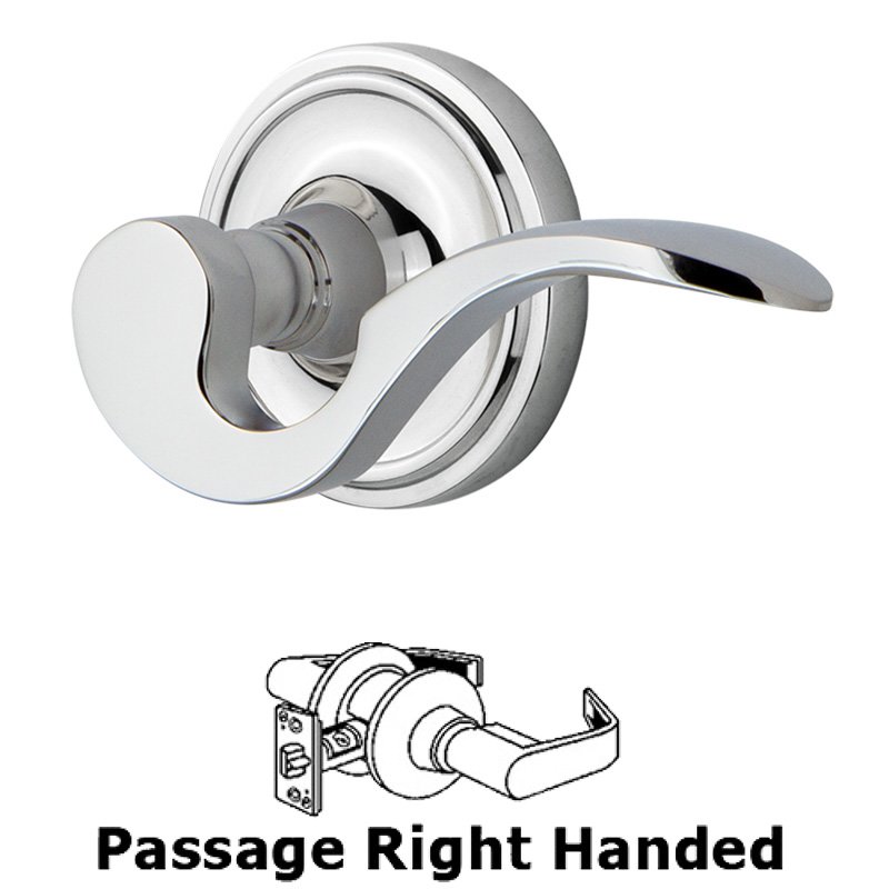 Classic Rose Passage Right Handed Manor Lever in Bright Chrome