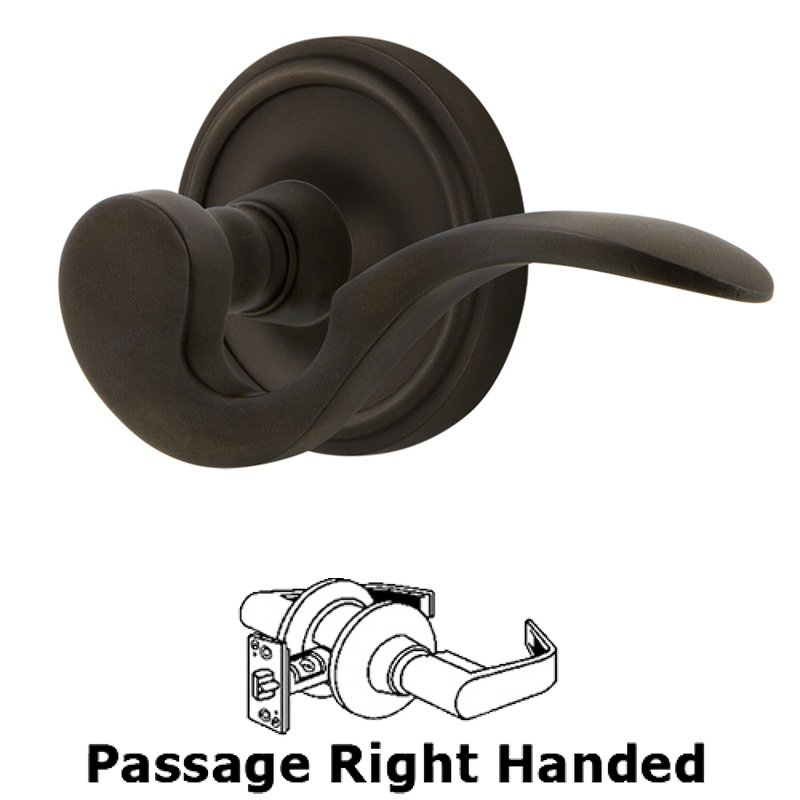 Classic Rose Passage Right Handed Manor Lever in Oil-Rubbed Bronze