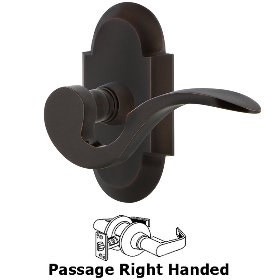 Cottage Plate Passage Right Handed Manor Lever in Timeless Bronze