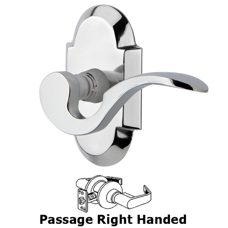 Cottage Plate Passage Right Handed Manor Lever in Bright Chrome