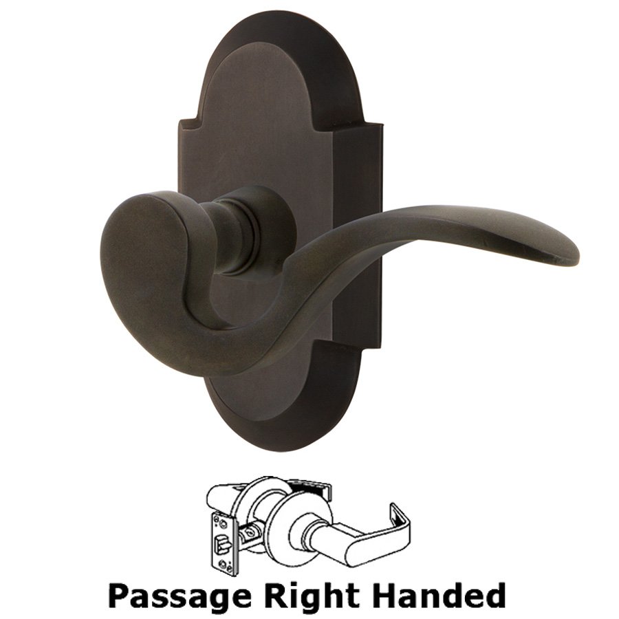 Cottage Plate Passage Right Handed Manor Lever in Oil-Rubbed Bronze