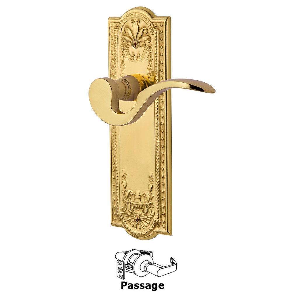 Meadows Plate Passage Manor Lever in Polished Brass