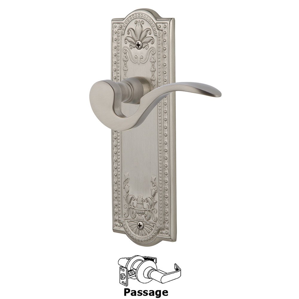 Meadows Plate Passage Manor Lever in Satin Nickel