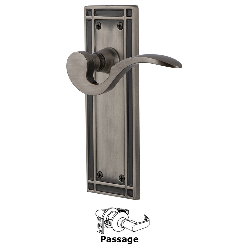 Mission Plate Passage Manor Lever in Antique Pewter