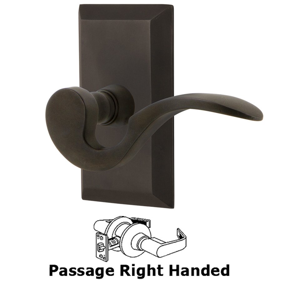 Studio Plate Passage Right Handed Manor Lever in Oil-Rubbed Bronze