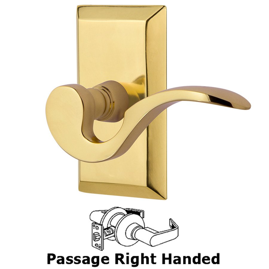Studio Plate Passage Right Handed Manor Lever in Polished Brass