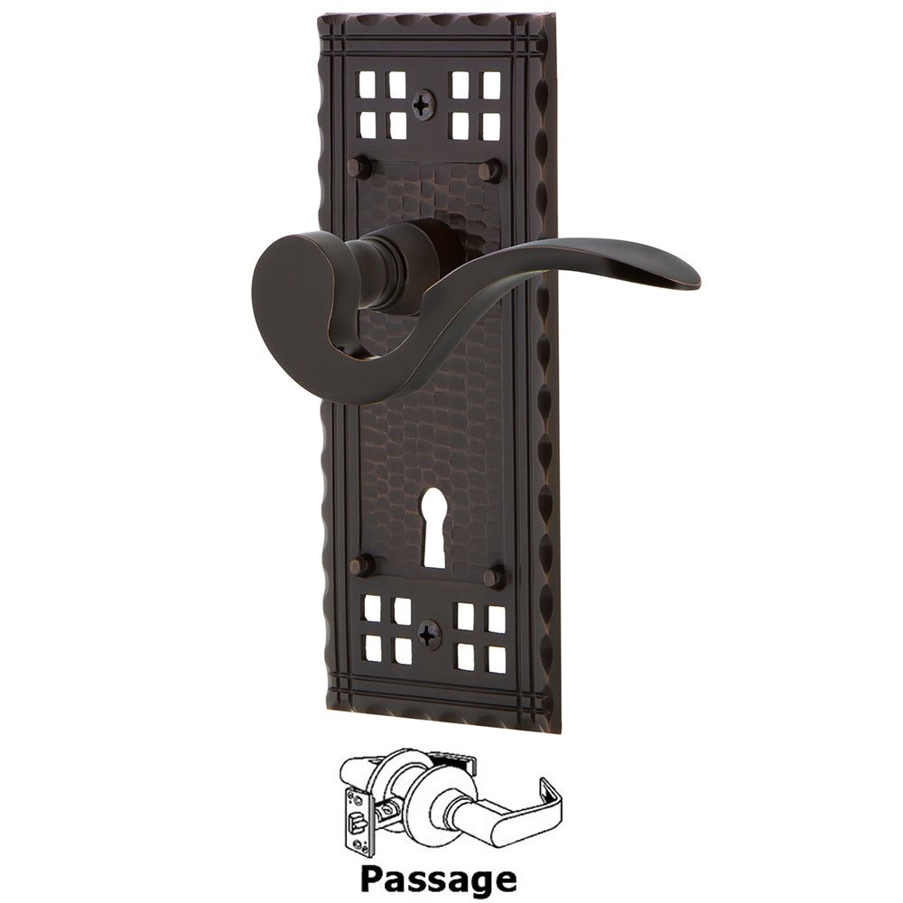 Craftsman Plate Passage with Keyhole and  Manor Lever in Timeless Bronze
