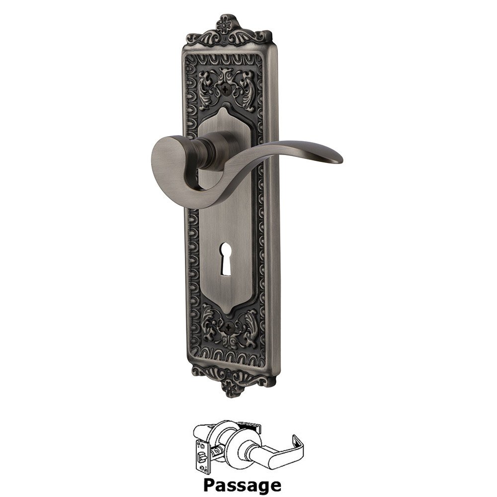 Egg & Dart Plate Passage with Keyhole and  Manor Lever in Antique Pewter
