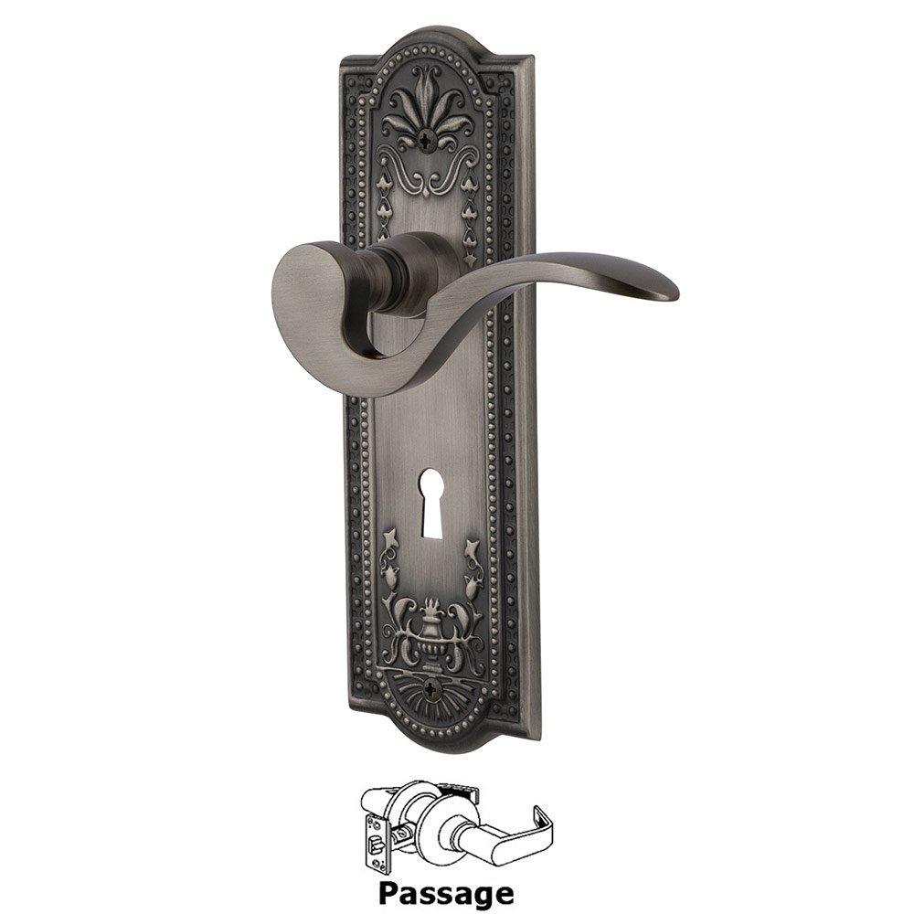 Meadows Plate Passage with Keyhole and  Manor Lever in Antique Pewter