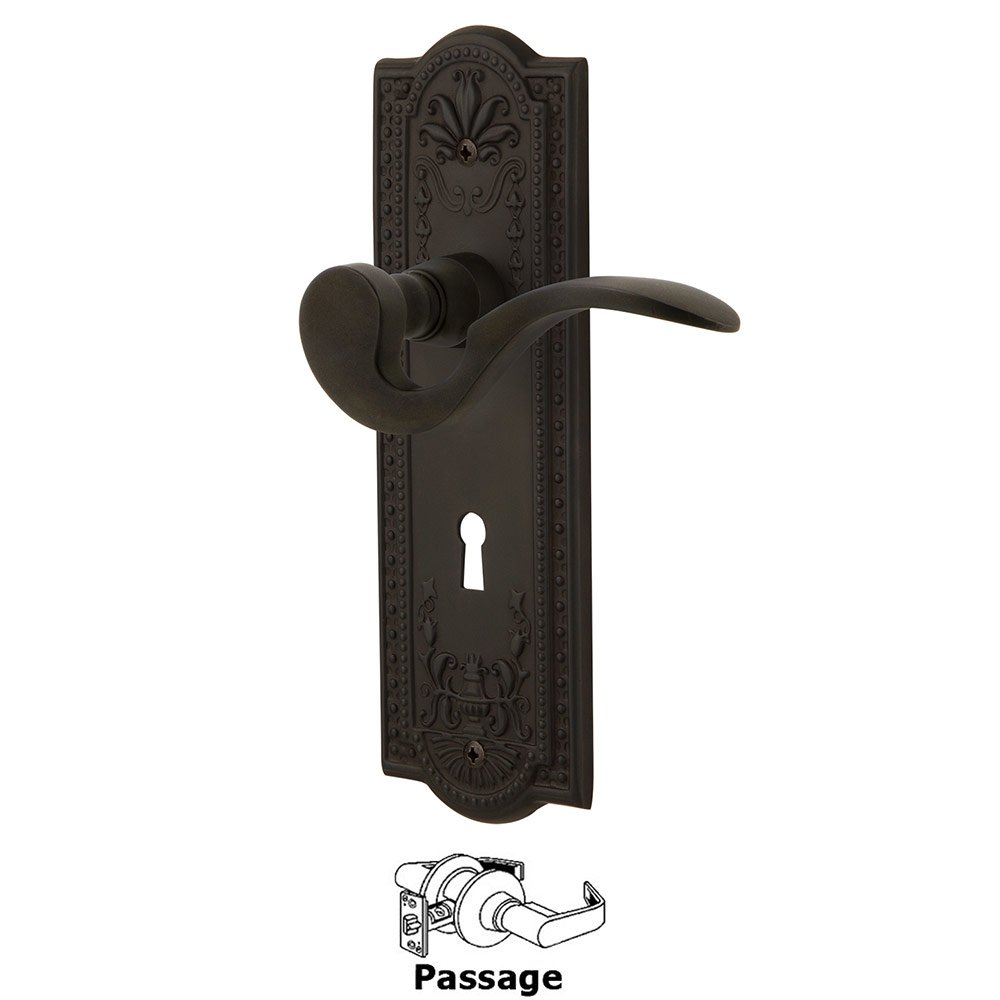 Meadows Plate Passage with Keyhole and  Manor Lever in Oil-Rubbed Bronze