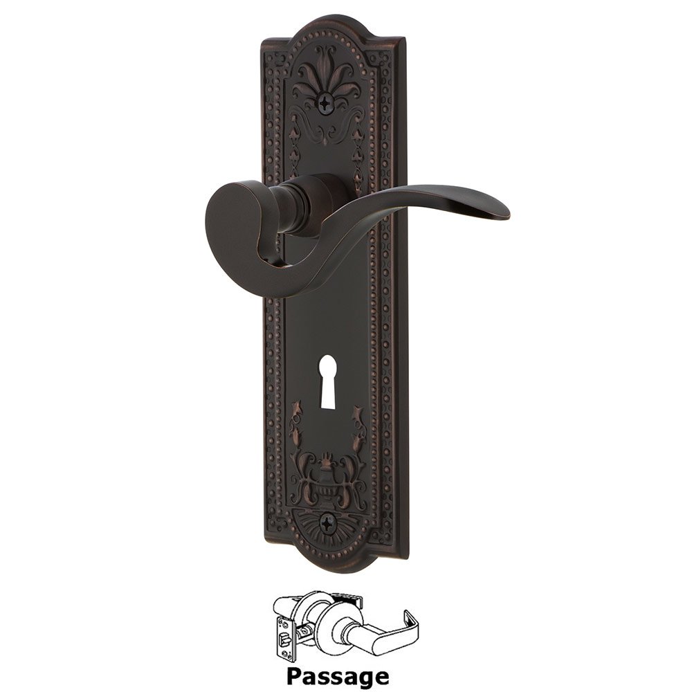 Meadows Plate Passage with Keyhole and  Manor Lever in Timeless Bronze