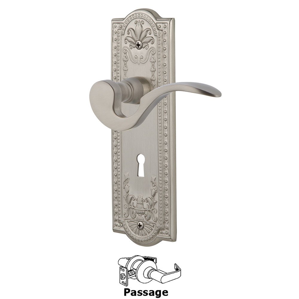 Meadows Plate Passage with Keyhole and  Manor Lever in Satin Nickel