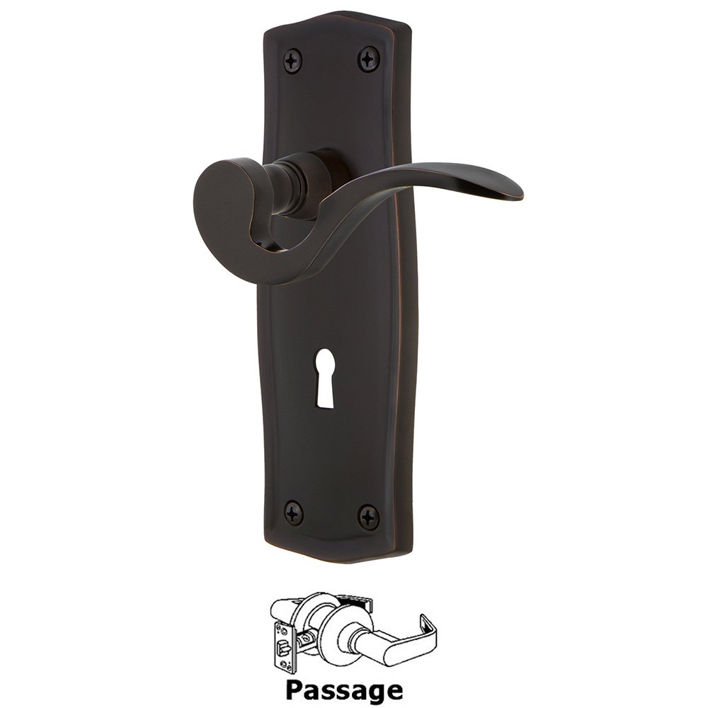 Prairie Plate Passage with Keyhole and  Manor Lever in Timeless Bronze
