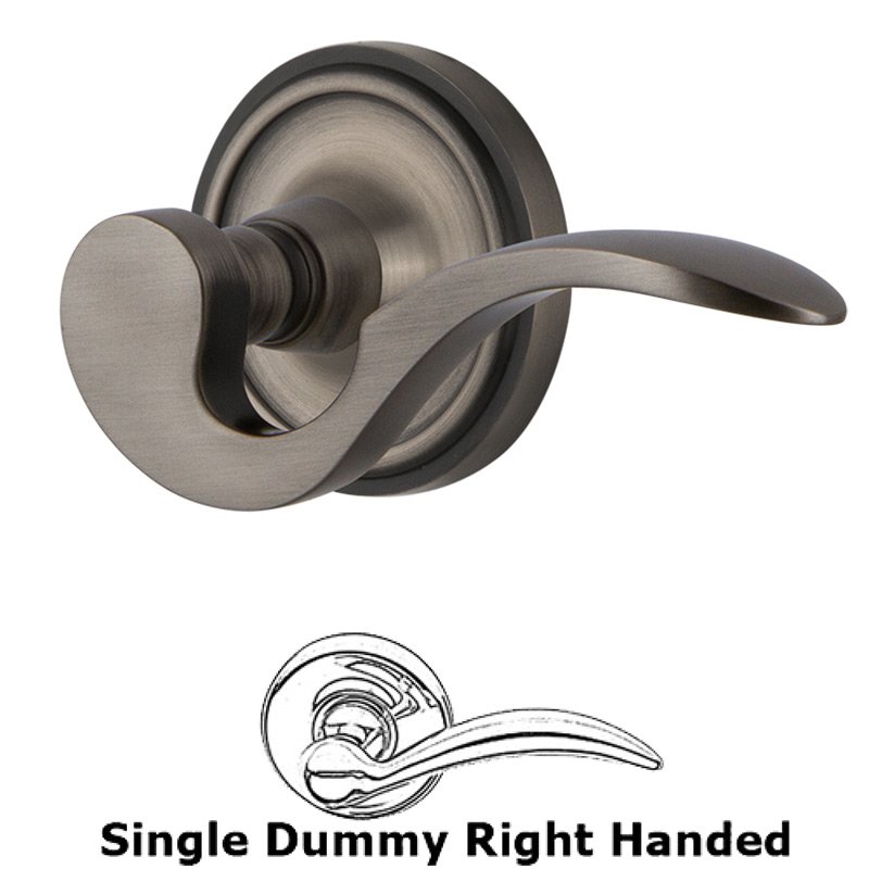 Classic Rose Single Dummy Right Handed Manor Lever in Antique Pewter