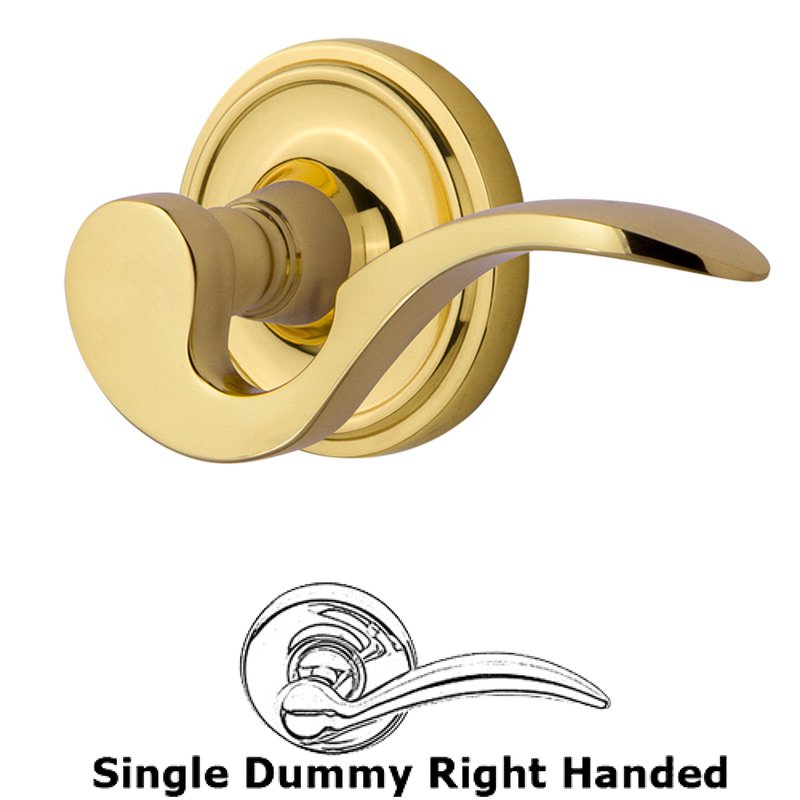 Classic Rose Single Dummy Right Handed Manor Lever in Polished Brass