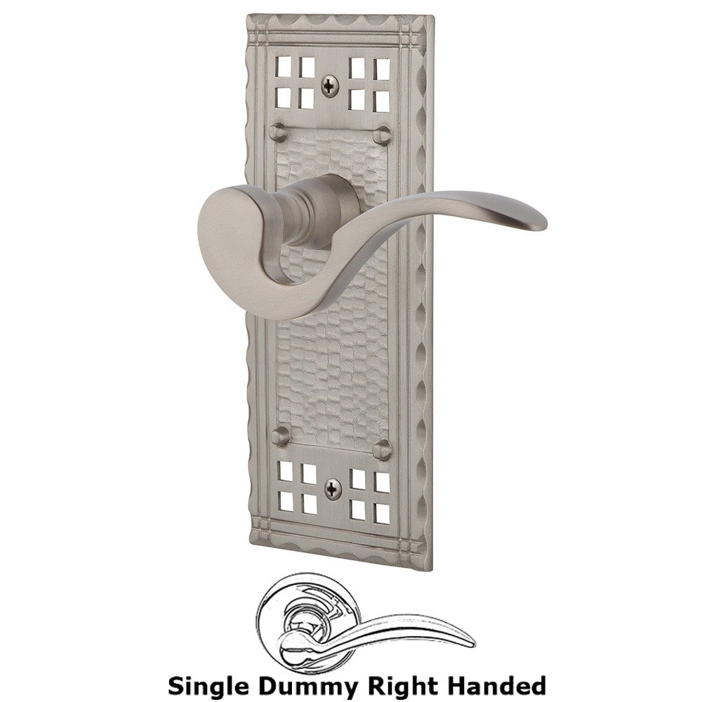 Craftsman Plate Single Dummy Right Handed Manor Lever in Satin Nickel