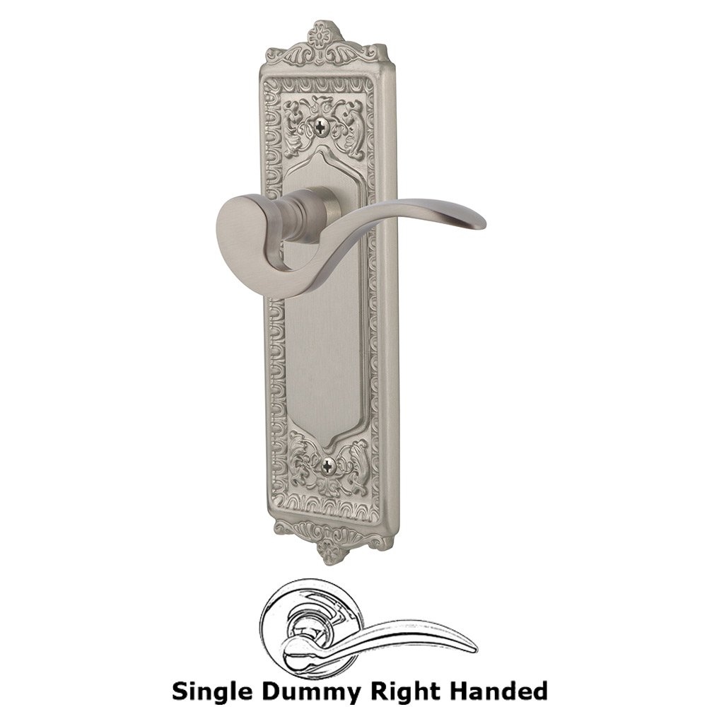 Egg & Dart Plate Single Dummy Right Handed Manor Lever in Satin Nickel