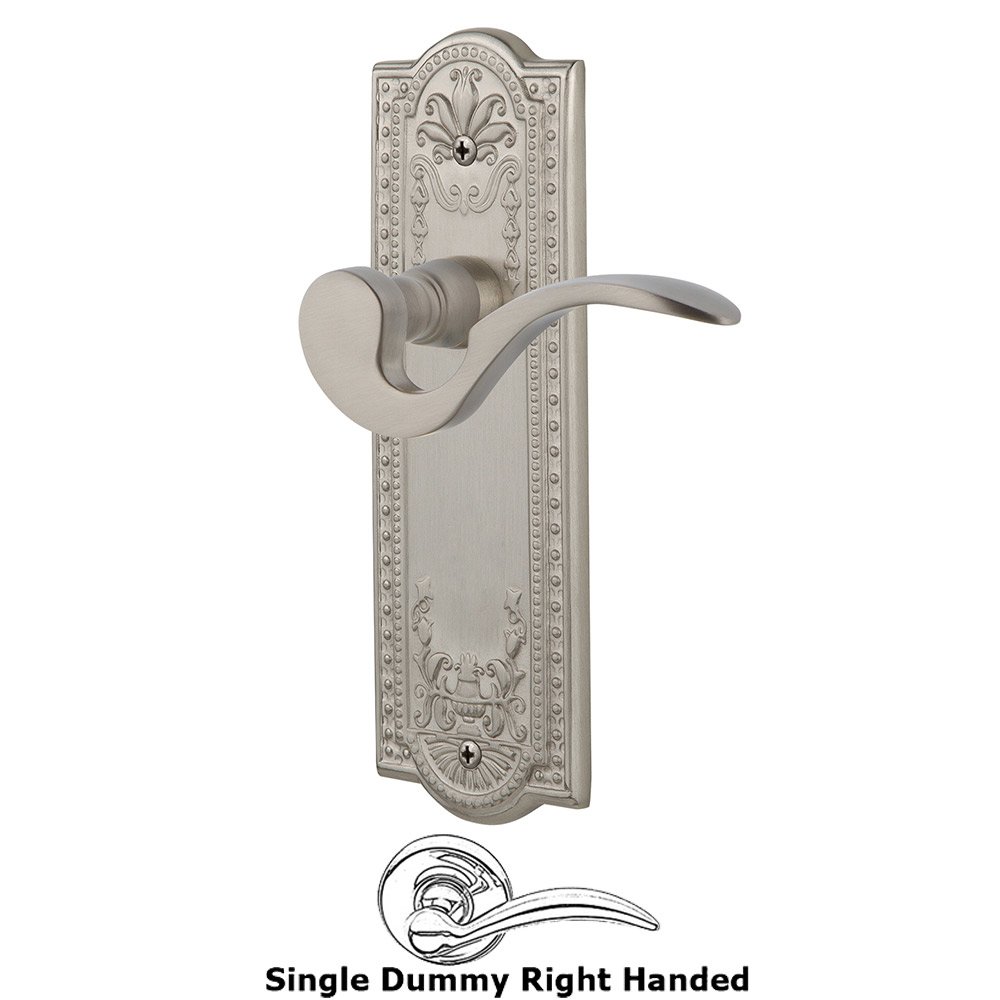 Meadows Plate Single Dummy Right Handed Manor Lever in Satin Nickel