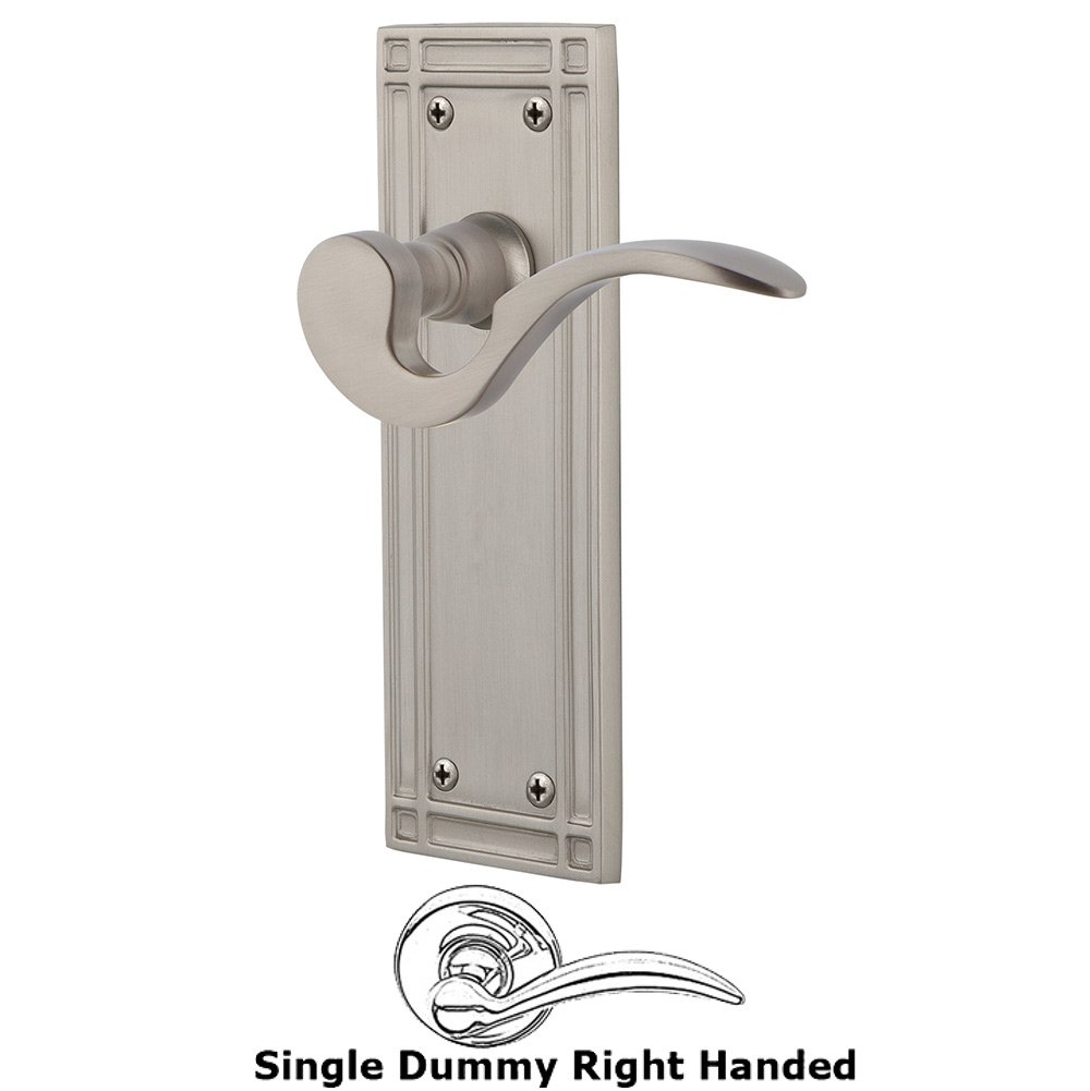 Mission Plate Single Dummy Right Handed Manor Lever in Satin Nickel