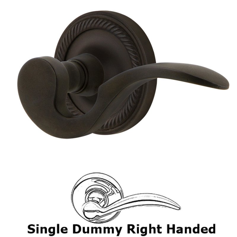 Rope Rose Single Dummy Right Handed Manor Lever in Oil-Rubbed Bronze