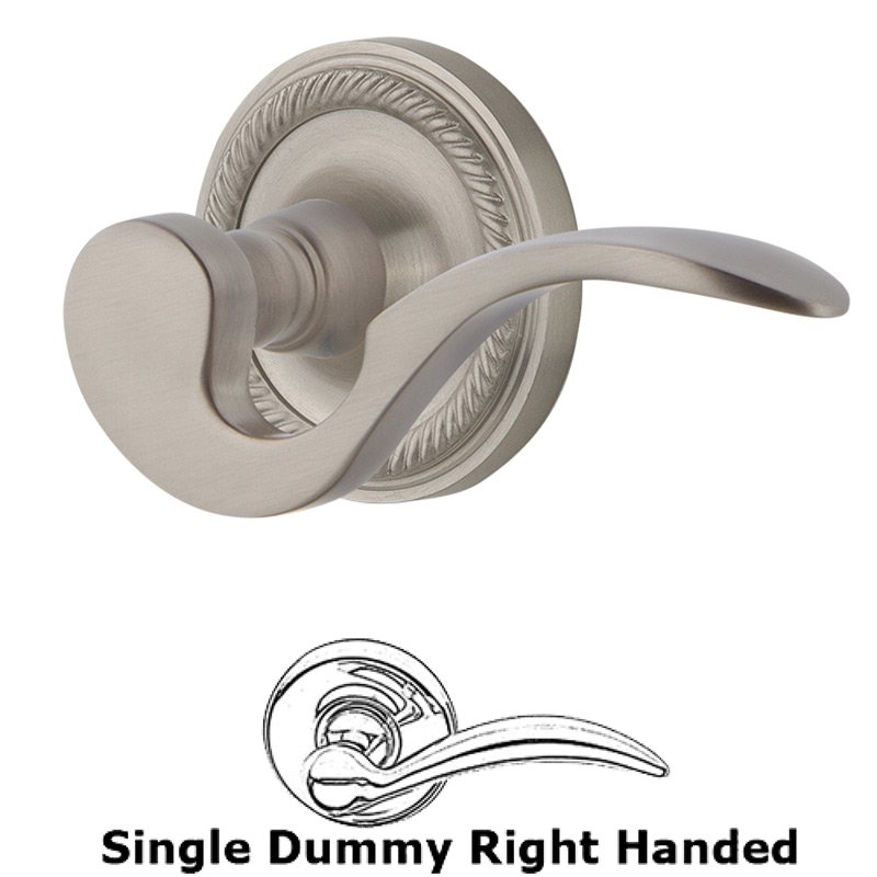 Rope Rose Single Dummy Right Handed Manor Lever in Satin Nickel