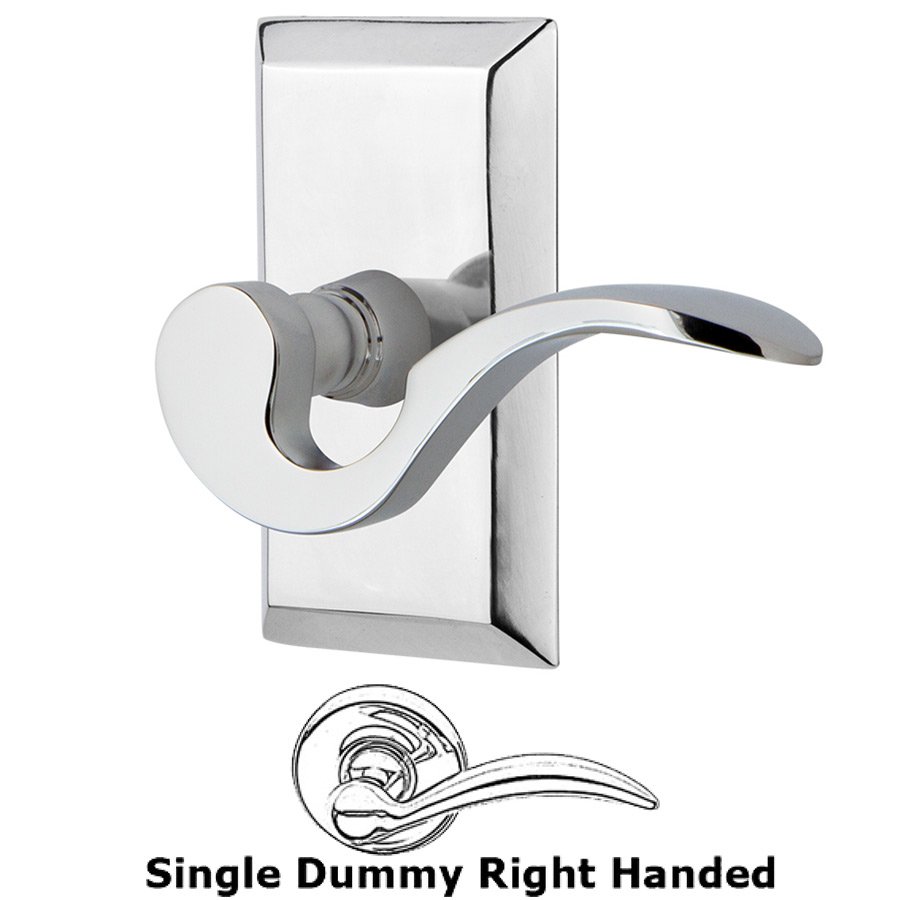 Studio Plate Single Dummy Right Handed Manor Lever in Bright Chrome