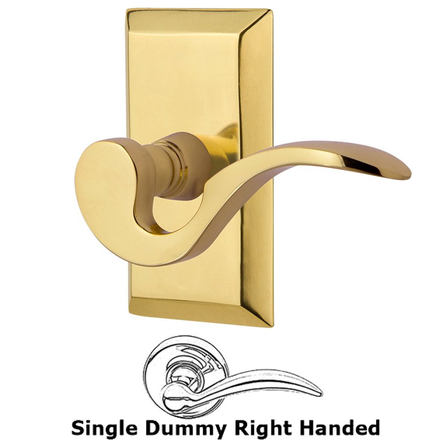 Studio Plate Single Dummy Right Handed Manor Lever in Polished Brass