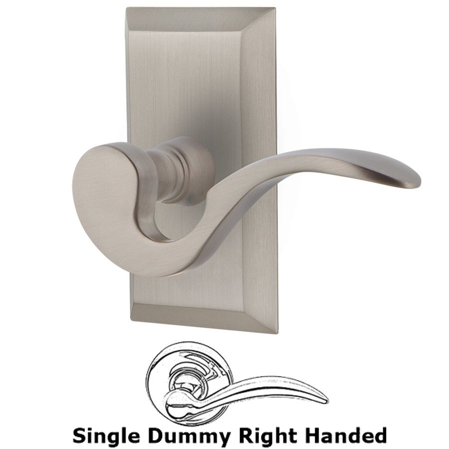 Studio Plate Single Dummy Right Handed Manor Lever in Satin Nickel