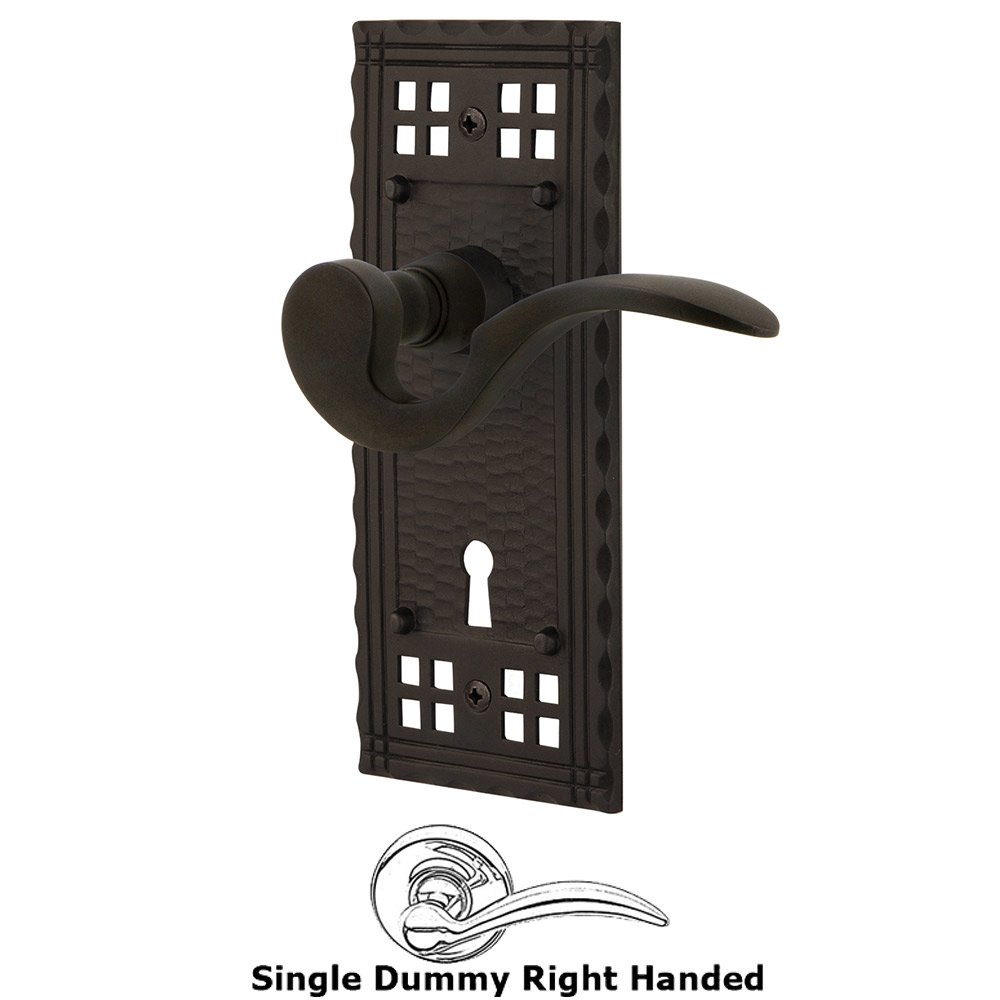 Craftsman Plate Single Dummy with Keyhole Right Handed Manor Lever in Oil-Rubbed Bronze