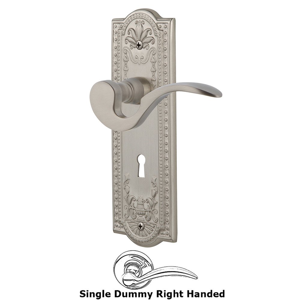 Meadows Plate Single Dummy with Keyhole Right Handed Manor Lever in Satin Nickel