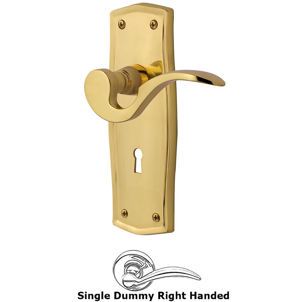 Prairie Plate Single Dummy with Keyhole Right Handed Manor Lever in Unlacquered Brass
