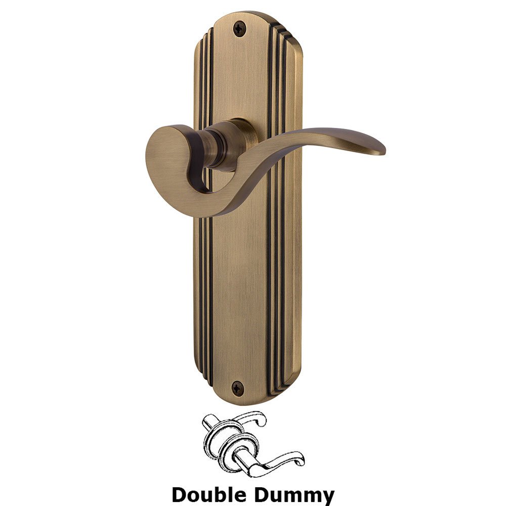 Deco Plate Double Dummy Manor Lever in Antique Brass