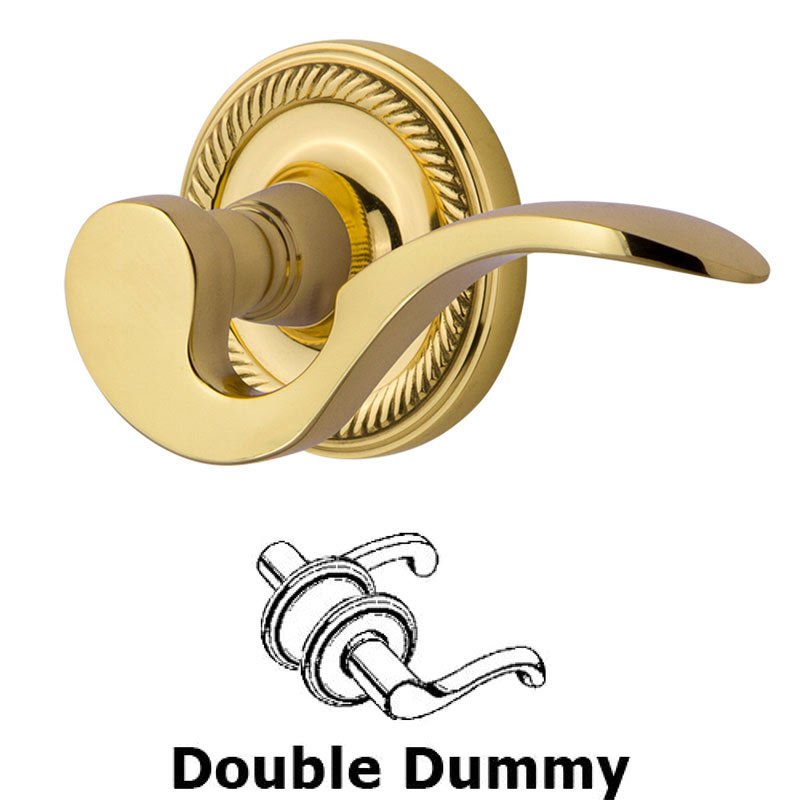 Rope Rose Double Dummy Manor Lever in Polished Brass