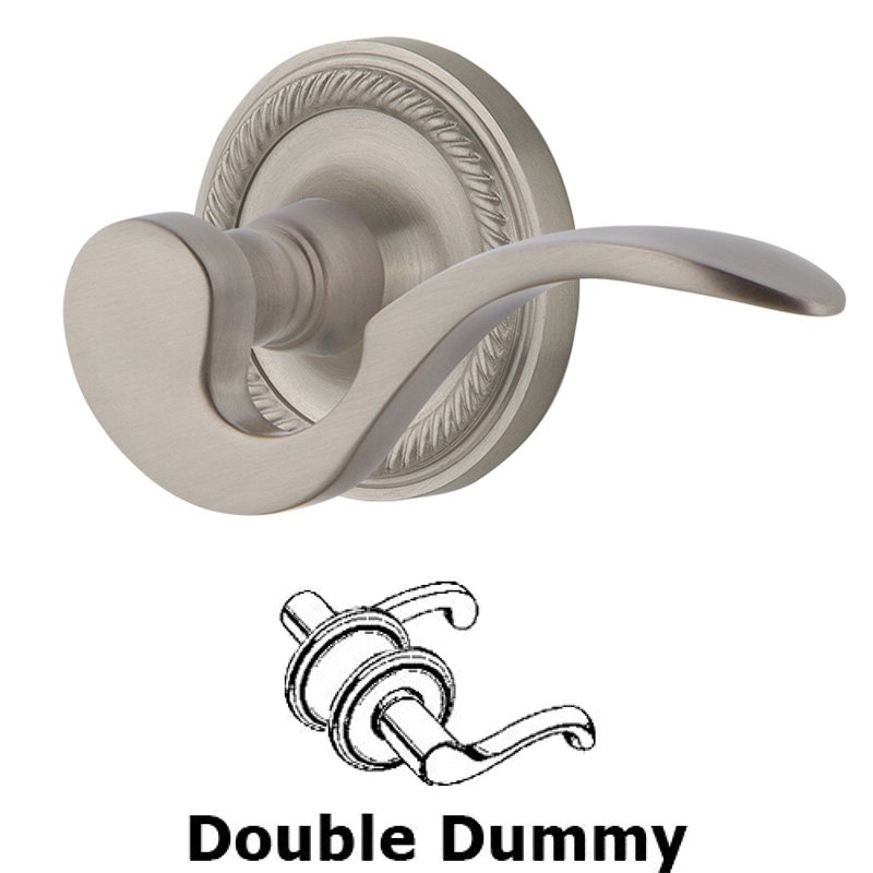 Rope Rose Double Dummy Manor Lever in Satin Nickel