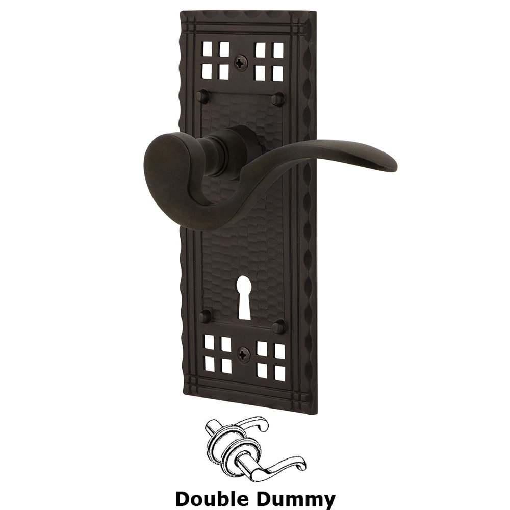 Craftsman Plate Double Dummy with Keyhole and  Manor Lever in Oil-Rubbed Bronze