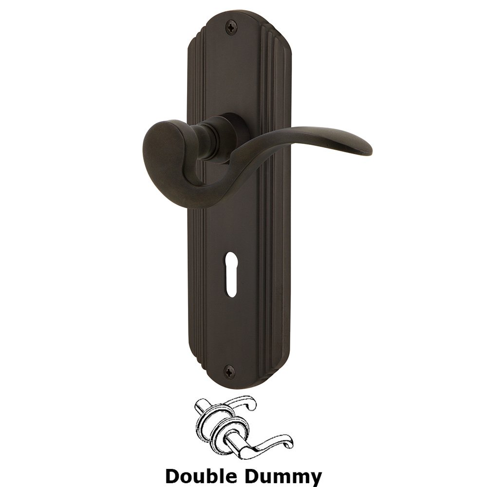 Deco Plate Double Dummy with Keyhole and  Manor Lever in Oil-Rubbed Bronze