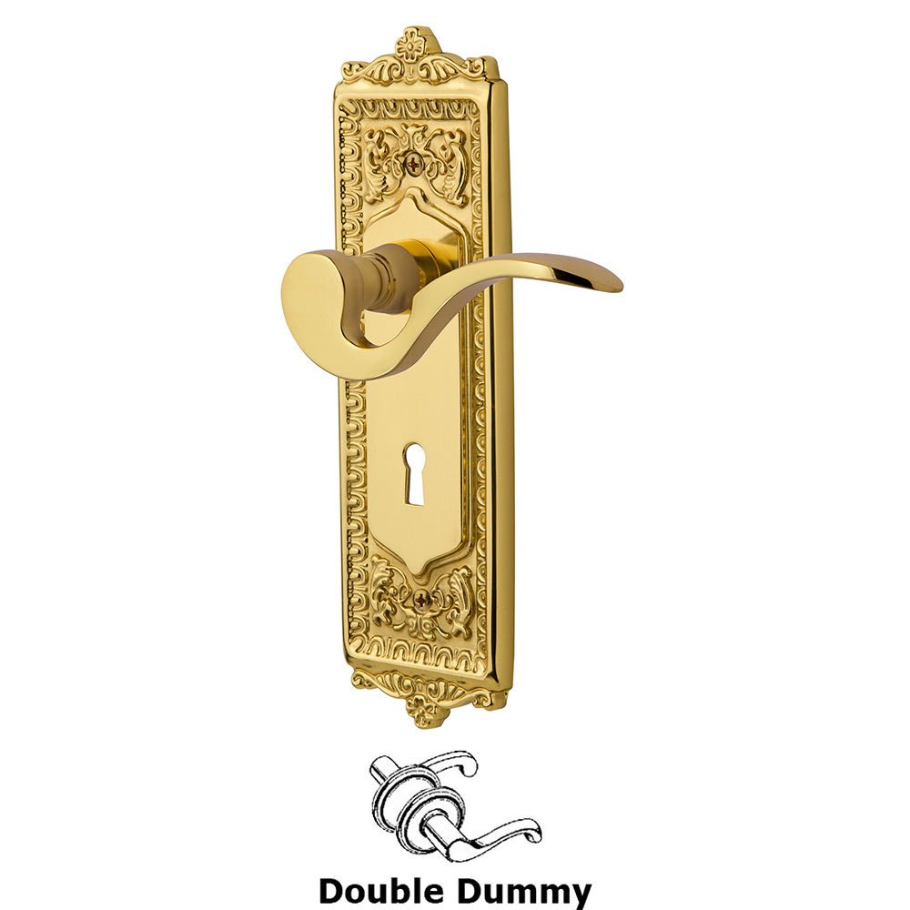 Egg & Dart Plate Double Dummy with Keyhole and  Manor Lever in Polished Brass