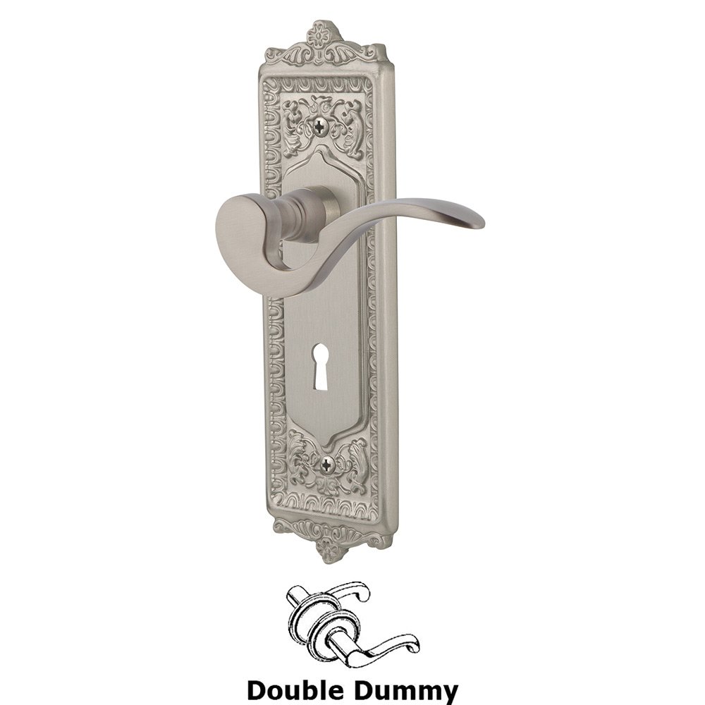 Egg & Dart Plate Double Dummy with Keyhole and  Manor Lever in Satin Nickel